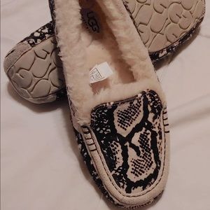 UGG calf fur snakeskin print slippers 8